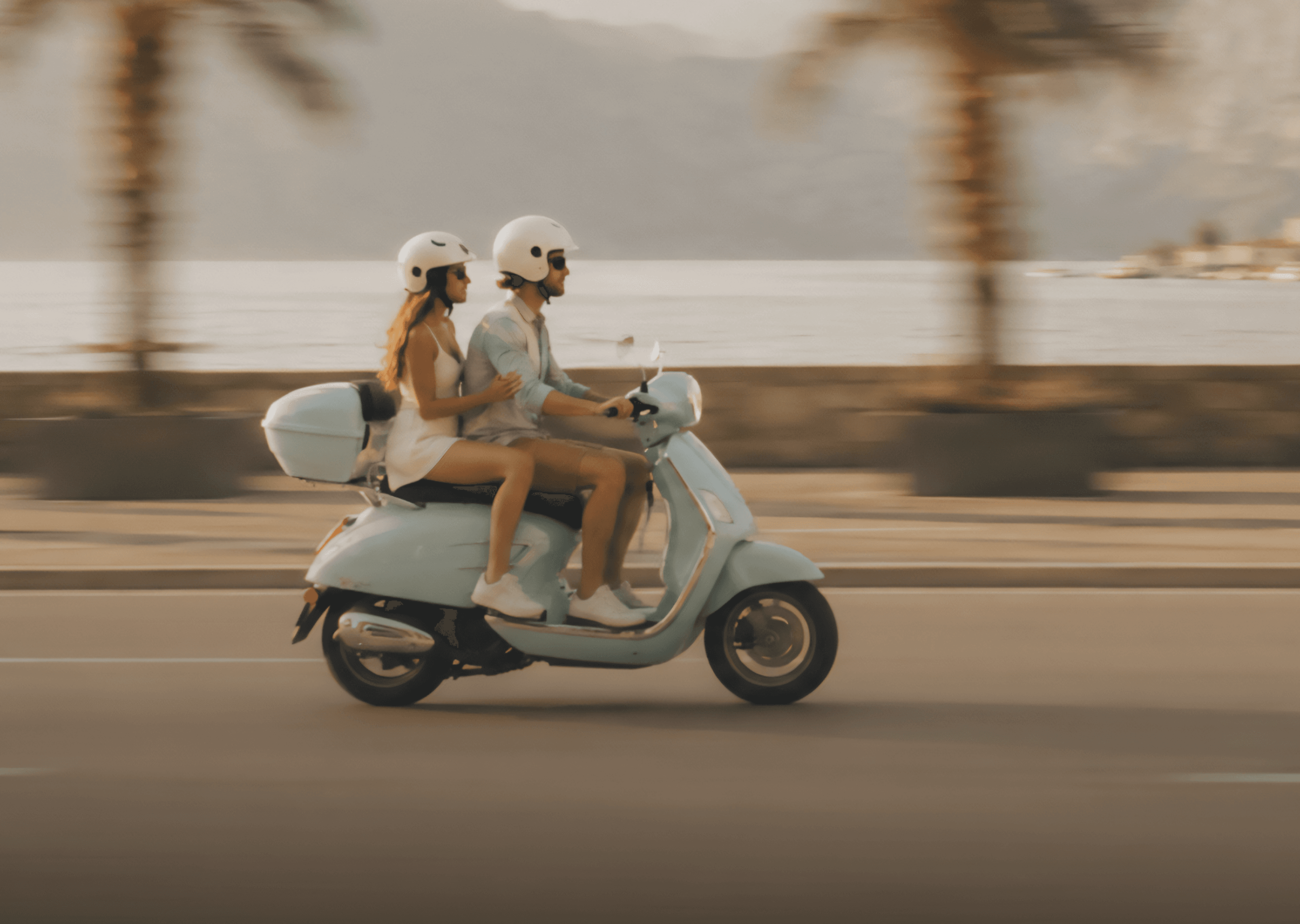 Riding a scooter along the Kotor coastline
